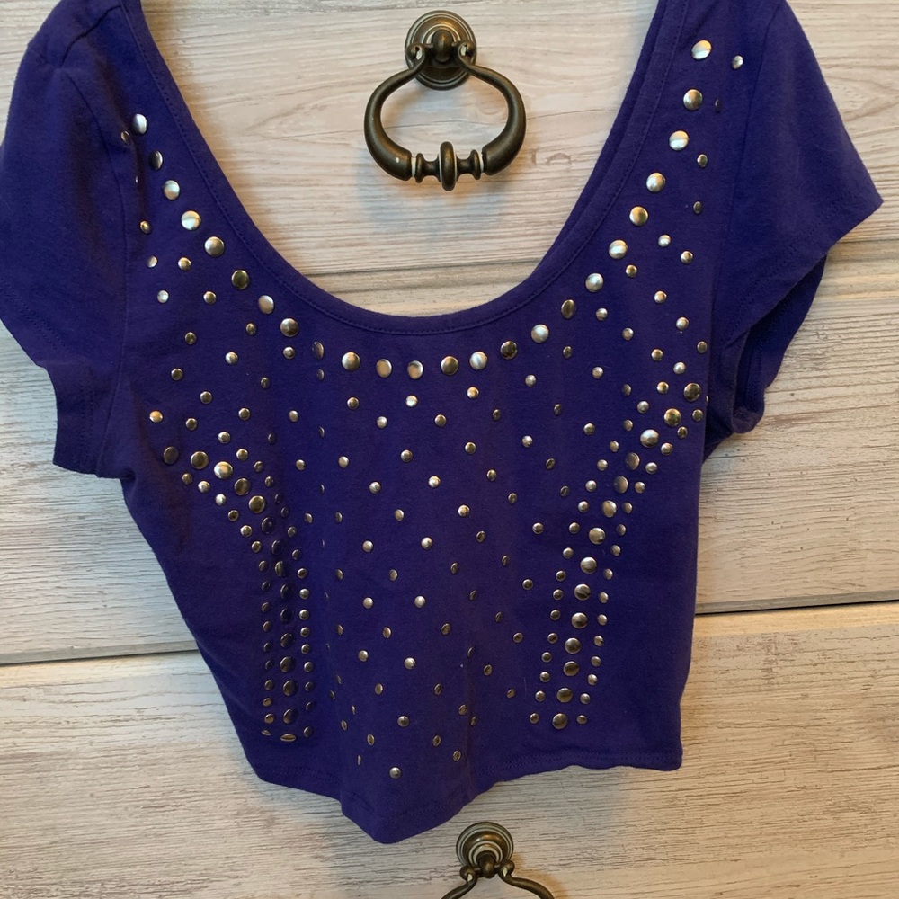 Blue studded crop top